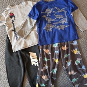 Kids 4/4T Bundle: Dinosaur Pajama Pant & Long Sleeve, Dri Fit Sweats, T-shirt